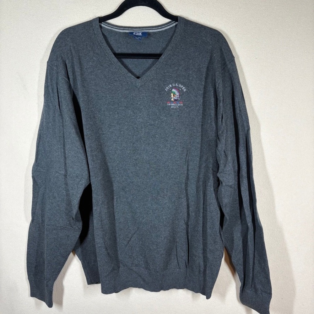 Cutter &‎ Buck 2018 US Open Shinnecock Hills V-Neck Sweater XXL Grey Golf Preppy